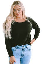 Load image into Gallery viewer, Solid Casual Round Neck Raglan Long Sleeve Tee